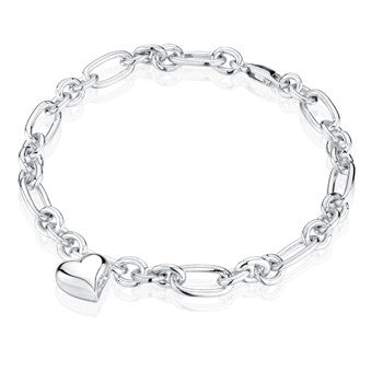 Oval Link with Heart Charm - Forever Near Memorial Jewellery