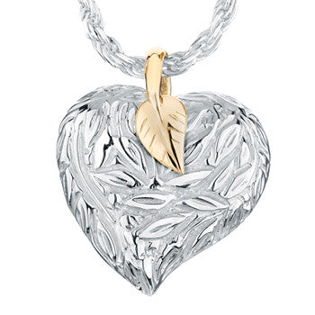 Leaves and Berries Heart Gold Accented - Forever Near Memorial Jewellery